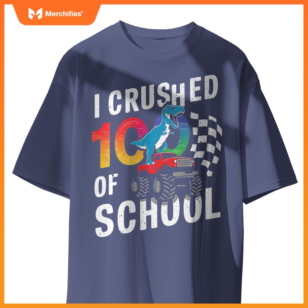 100 Days Of School Monster Truck Dinosaur T-Shirt