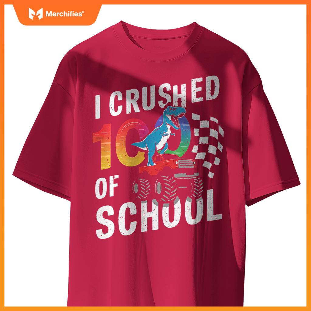 100 Days Of School Monster Truck Dinosaur T-Shirt
