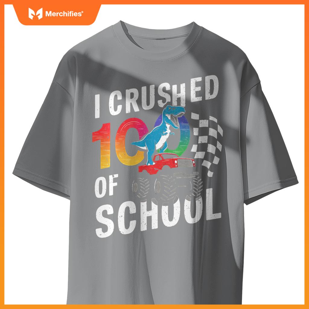 100 Days Of School Monster Truck Dinosaur T-Shirt