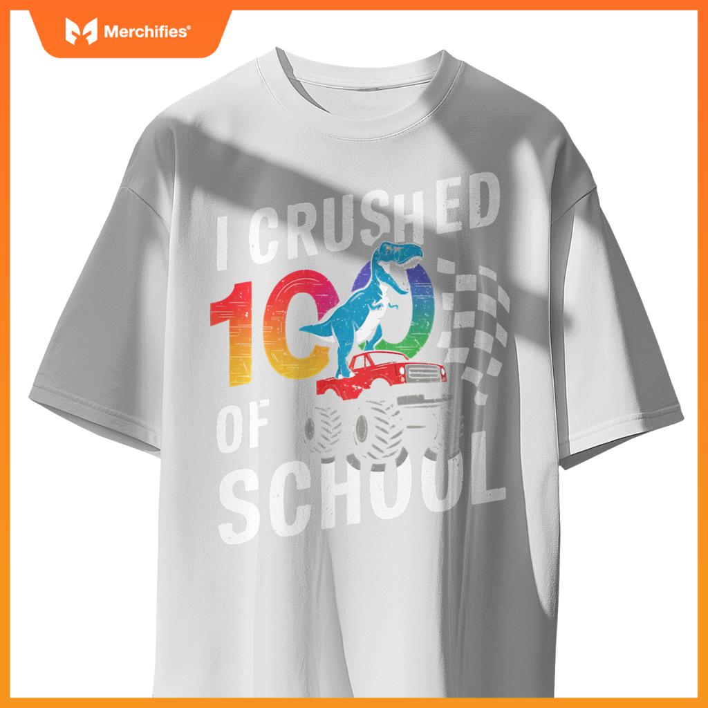 100 Days Of School Monster Truck Dinosaur T-Shirt