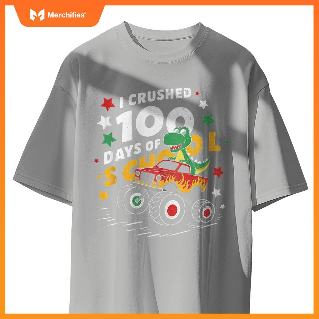 100 Days Of School T Rex Riding Monster Truck For Boys Kids T-Shirt