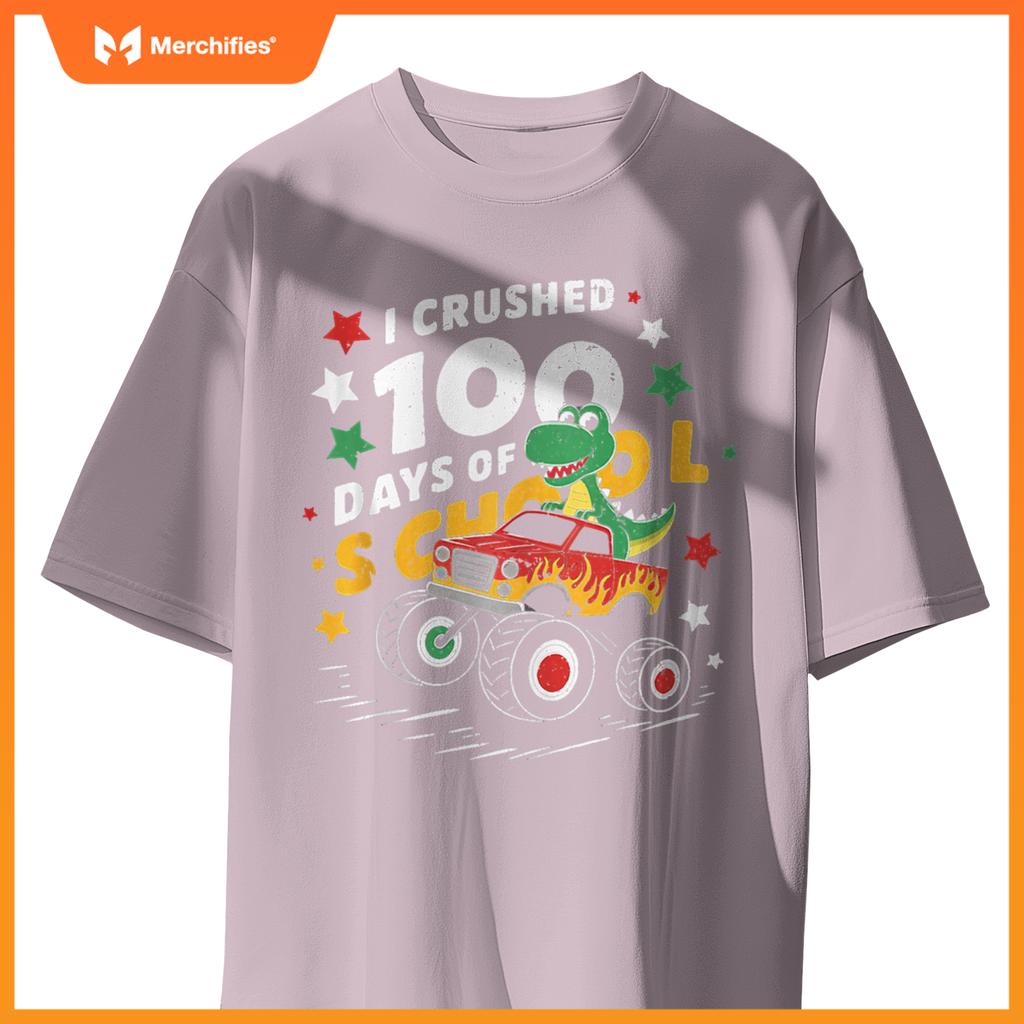 100 Days Of School T Rex Riding Monster Truck For Boys Kids T-Shirt