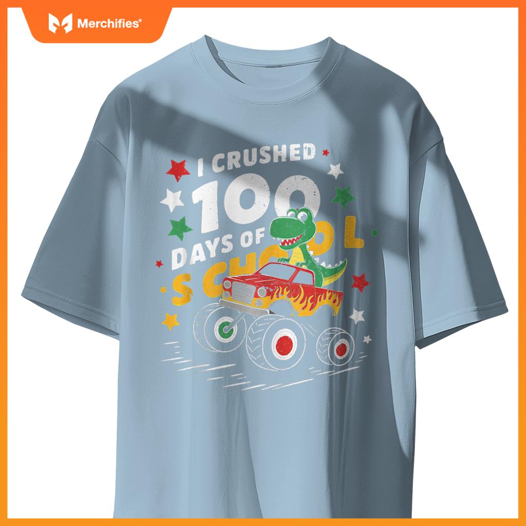 100 Days Of School T Rex Riding Monster Truck For Boys Kids T-Shirt
