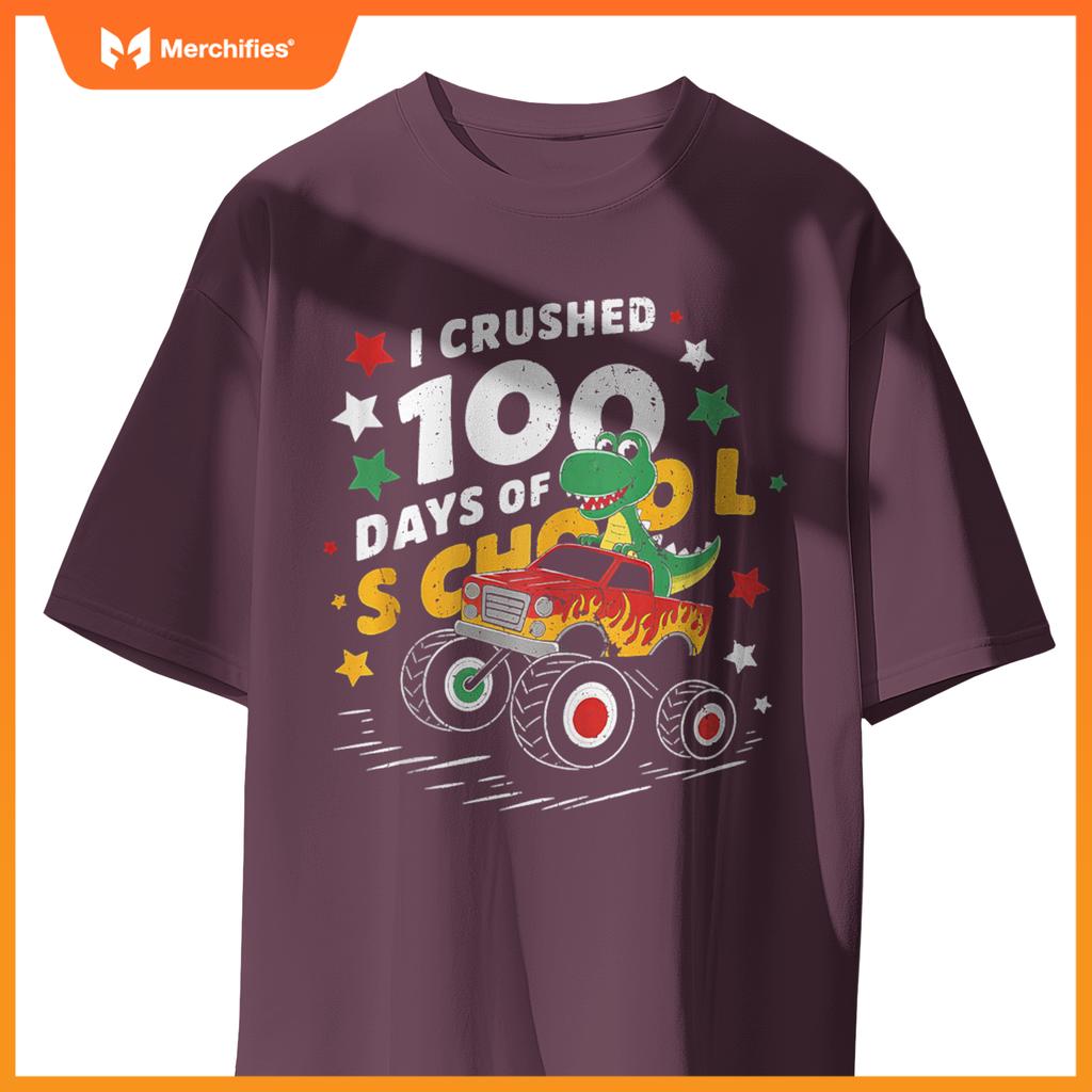 100 Days Of School T Rex Riding Monster Truck For Boys Kids T-Shirt