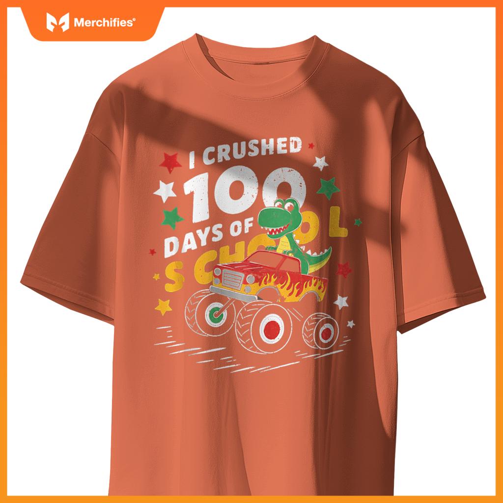100 Days Of School T Rex Riding Monster Truck For Boys Kids T-Shirt