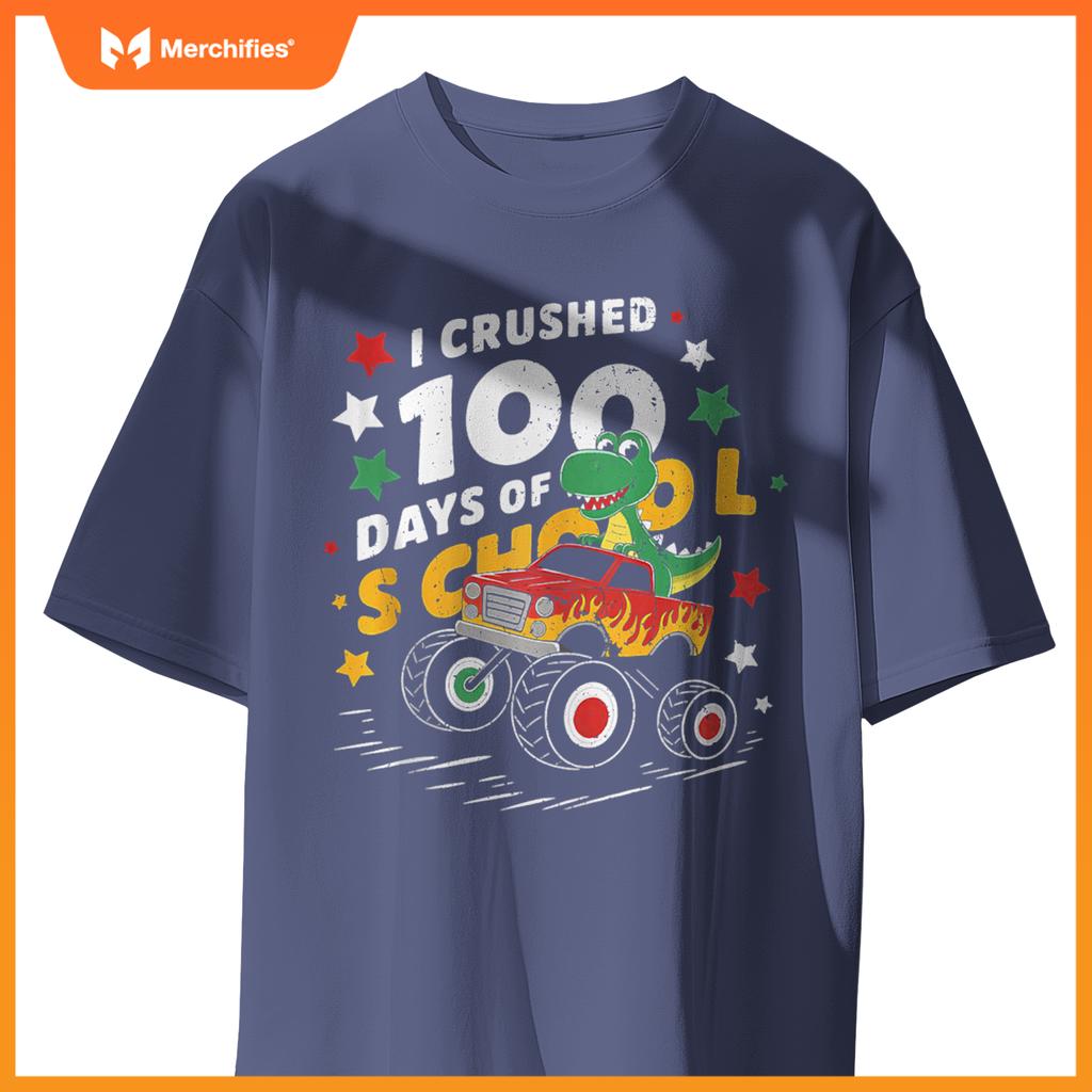 100 Days Of School T Rex Riding Monster Truck For Boys Kids T-Shirt