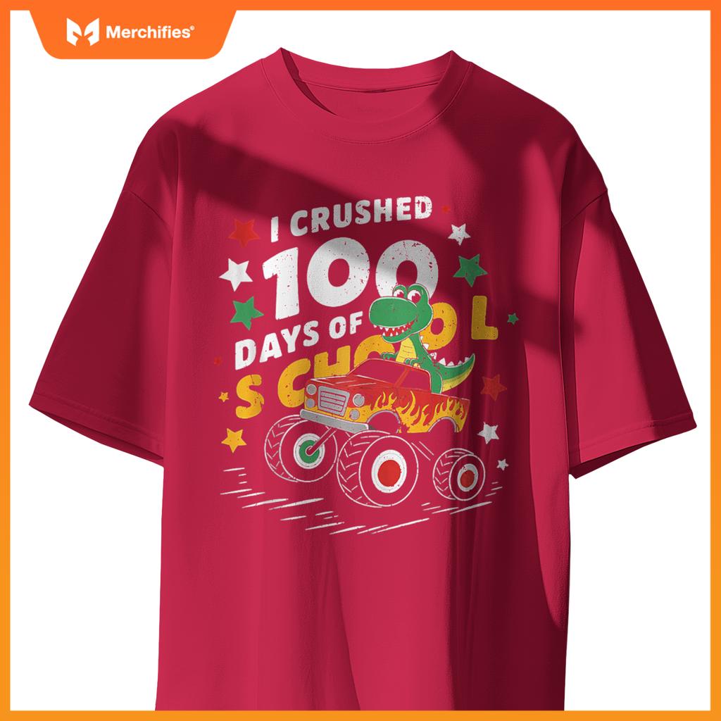 100 Days Of School T Rex Riding Monster Truck For Boys Kids T-Shirt