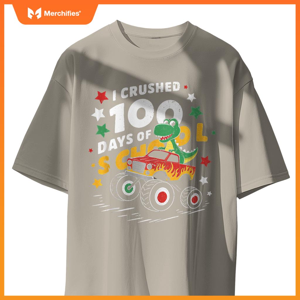100 Days Of School T Rex Riding Monster Truck For Boys Kids T-Shirt