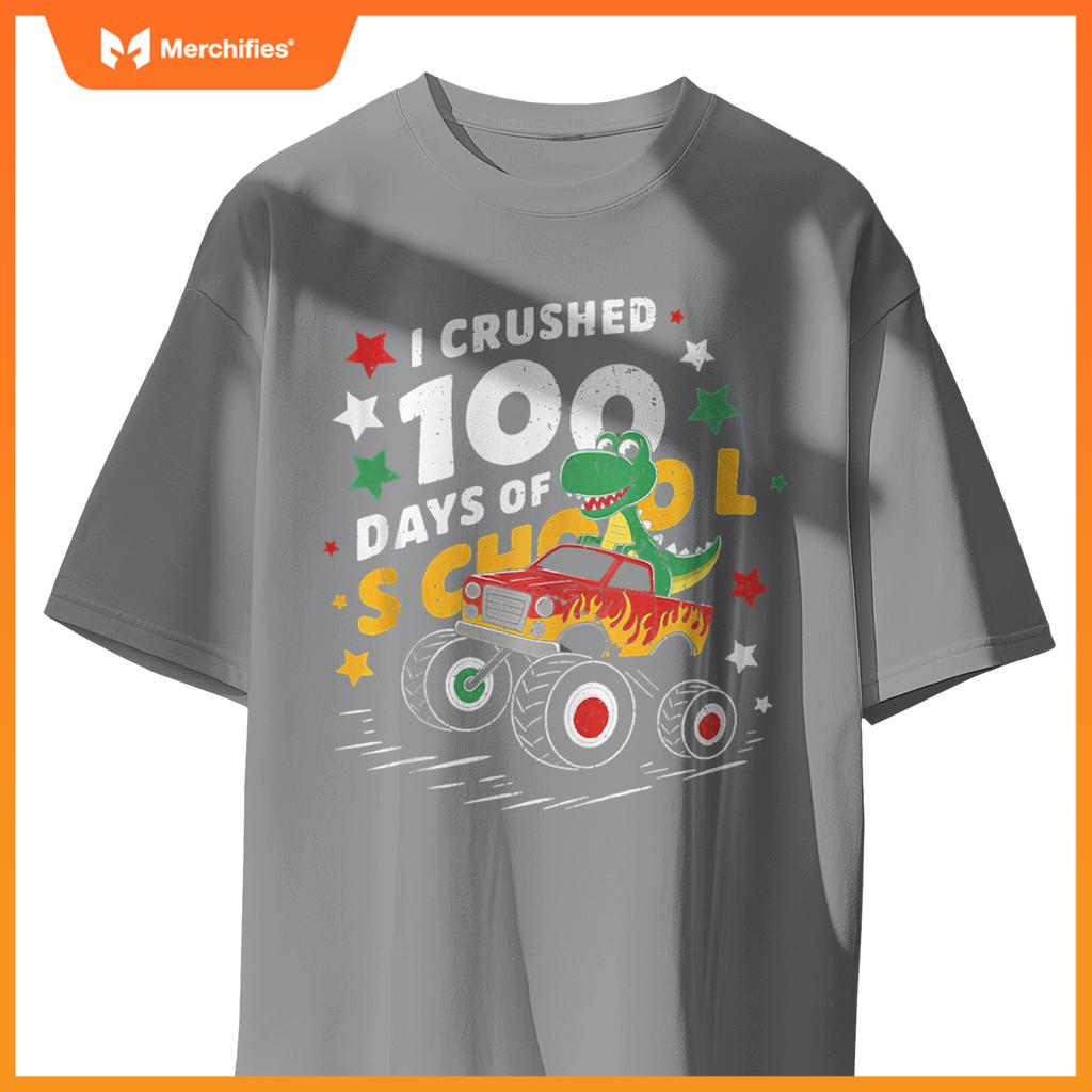 100 Days Of School T Rex Riding Monster Truck For Boys Kids T-Shirt