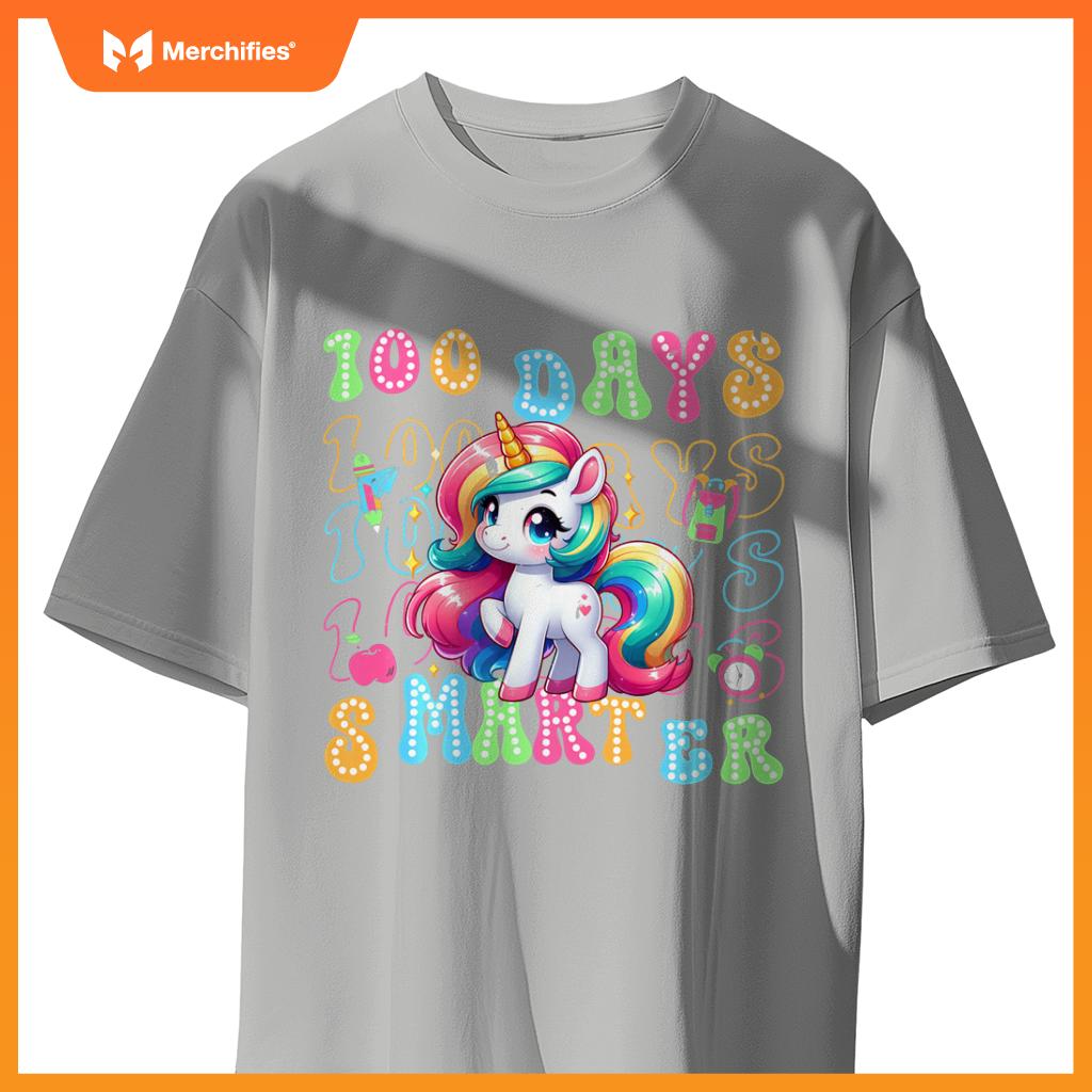 100 Days Smarter Kids Girls Unicorn 100th Day of School