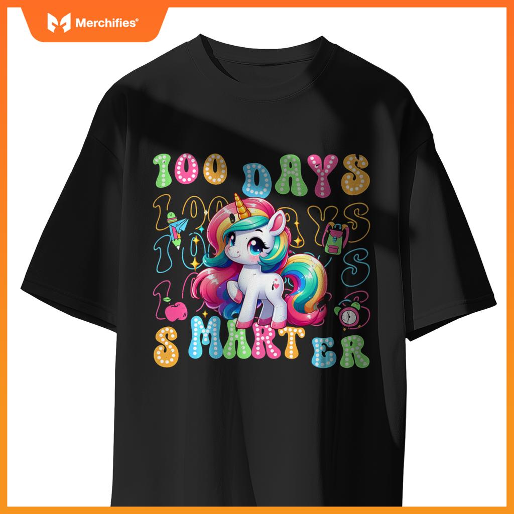 100 Days Smarter Kids Girls Unicorn 100th Day of School