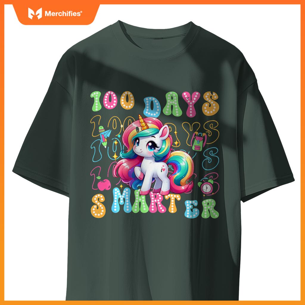100 Days Smarter Kids Girls Unicorn 100th Day of School