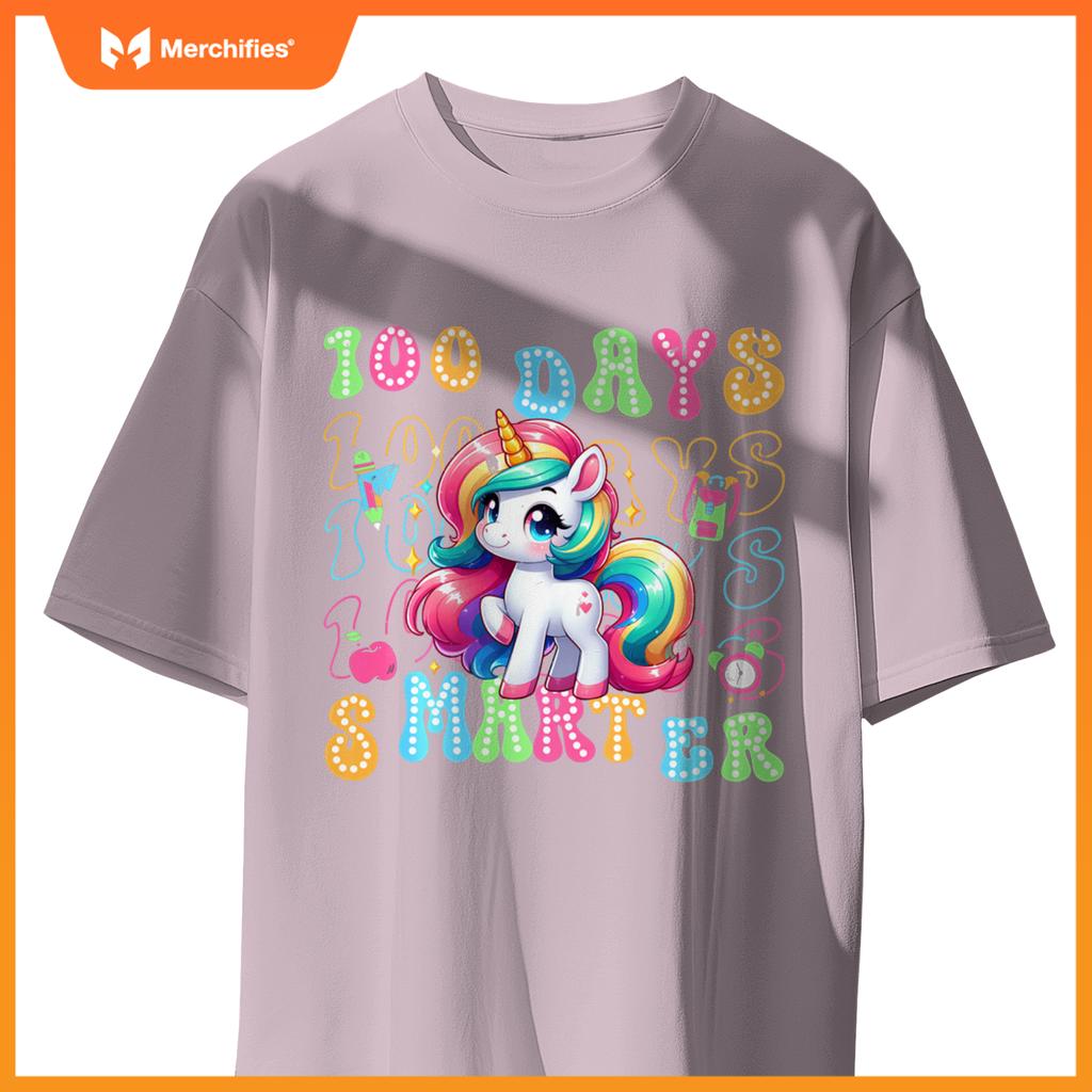 100 Days Smarter Kids Girls Unicorn 100th Day of School