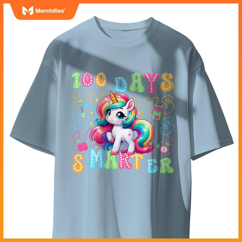 100 Days Smarter Kids Girls Unicorn 100th Day of School