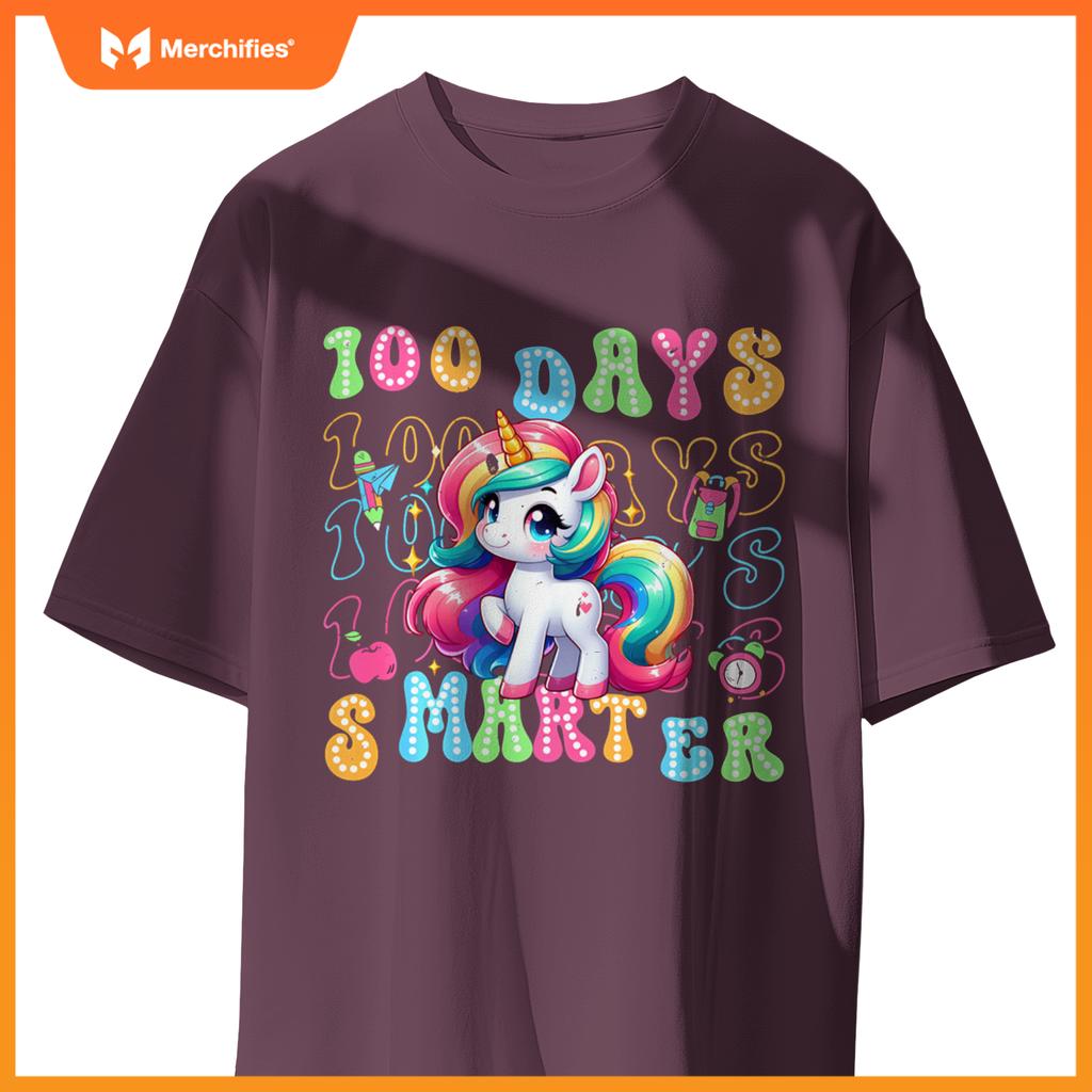 100 Days Smarter Kids Girls Unicorn 100th Day of School