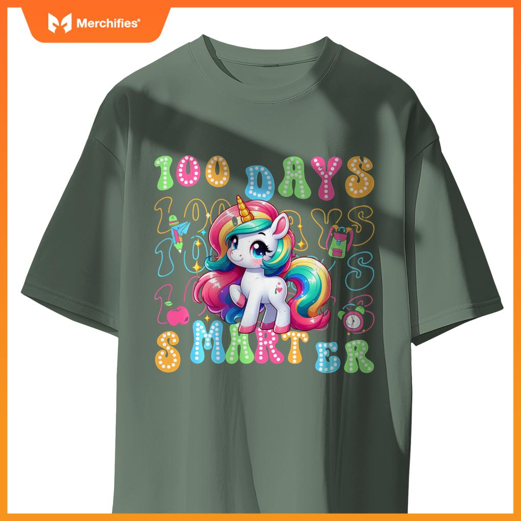100 Days Smarter Kids Girls Unicorn 100th Day of School