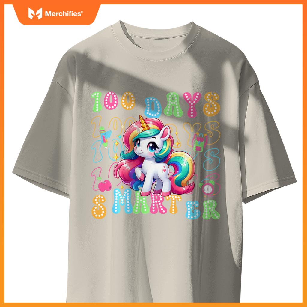 100 Days Smarter Kids Girls Unicorn 100th Day of School