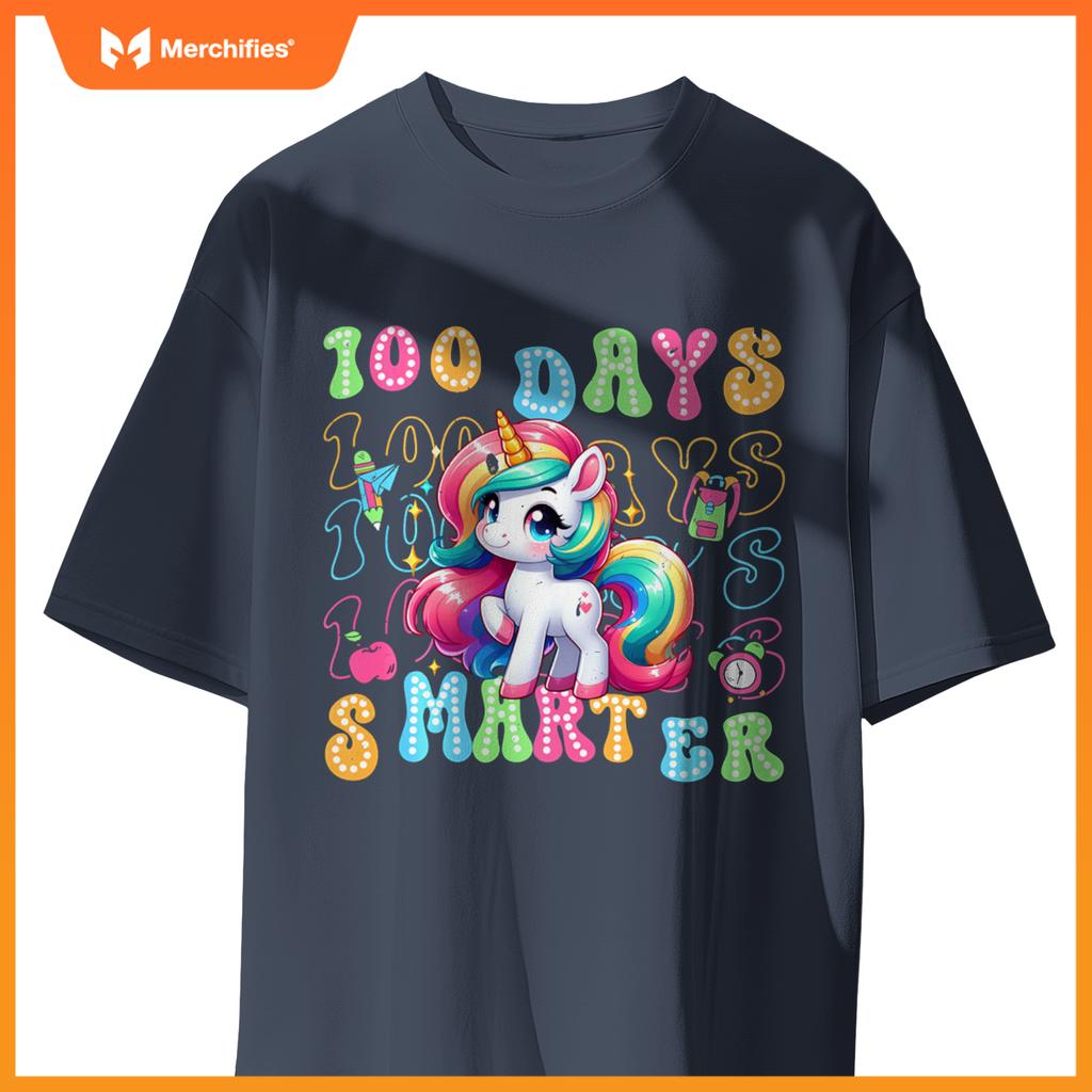 100 Days Smarter Kids Girls Unicorn 100th Day of School