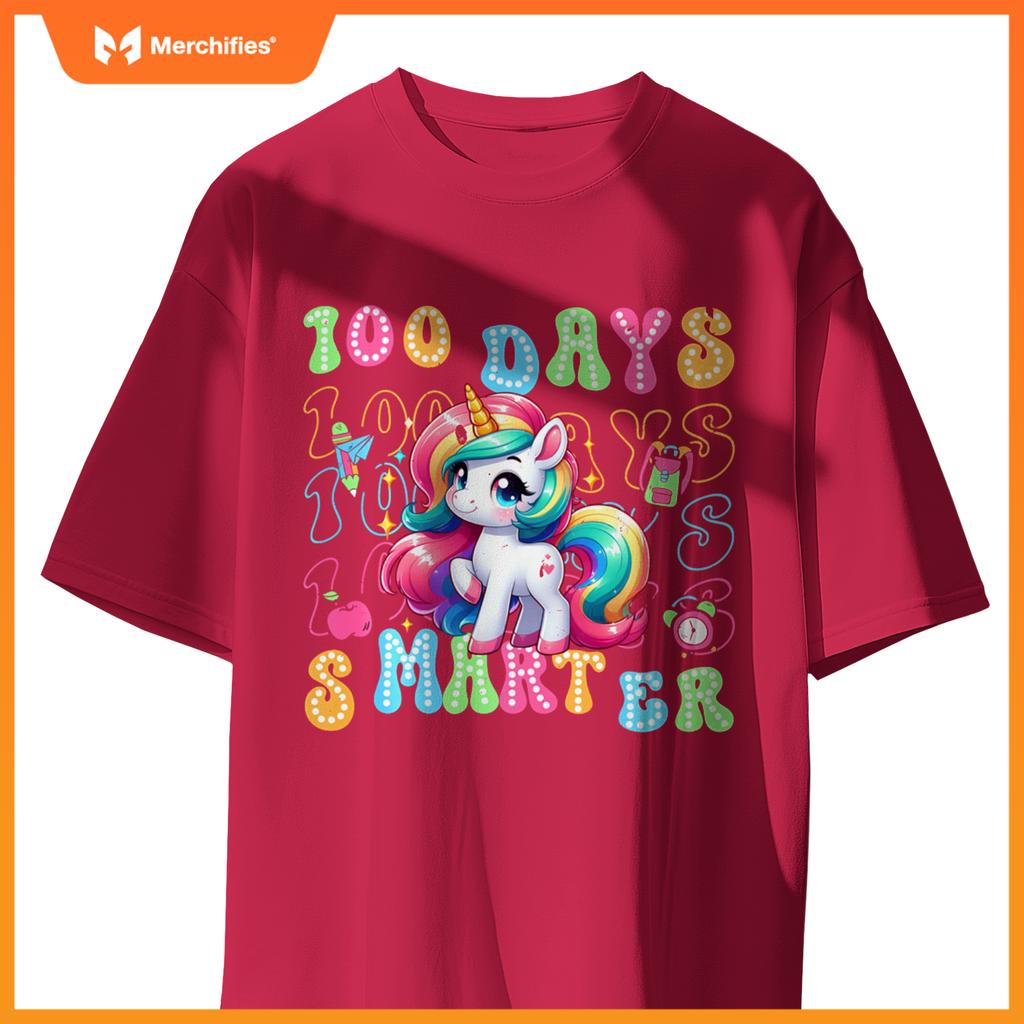 100 Days Smarter Kids Girls Unicorn 100th Day of School