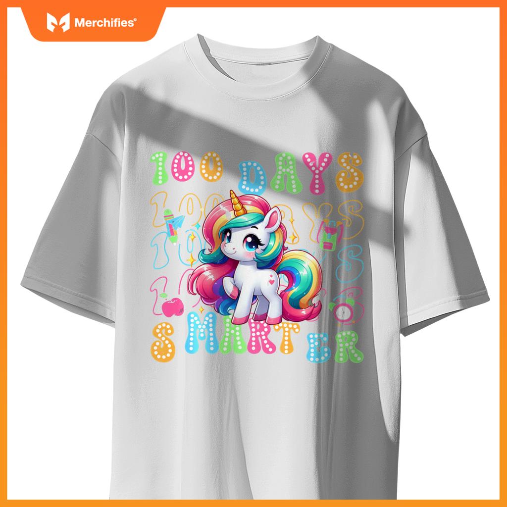 100 Days Smarter Kids Girls Unicorn 100th Day of School