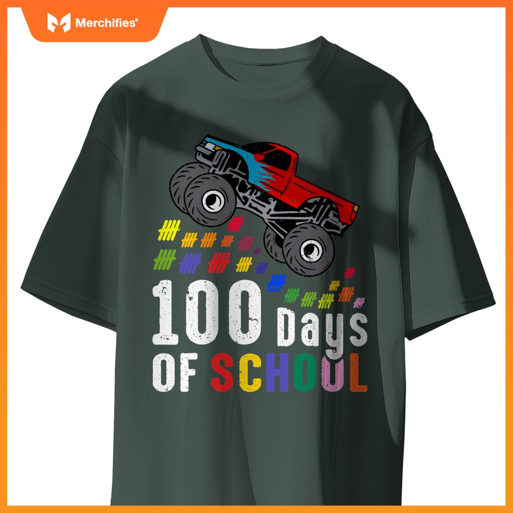 100 Days Of School Monster Truck 100Th Day Of School Boys T-Shirt