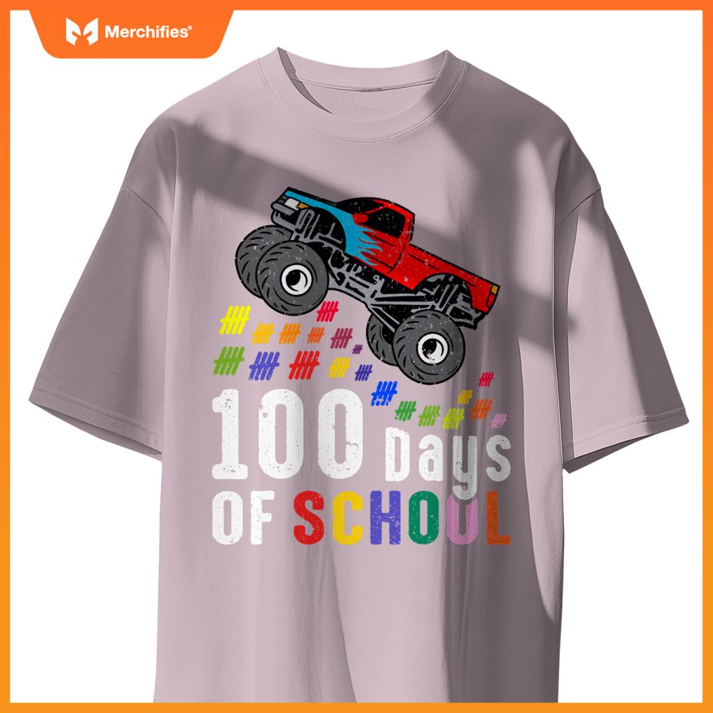 100 Days Of School Monster Truck 100Th Day Of School Boys T-Shirt