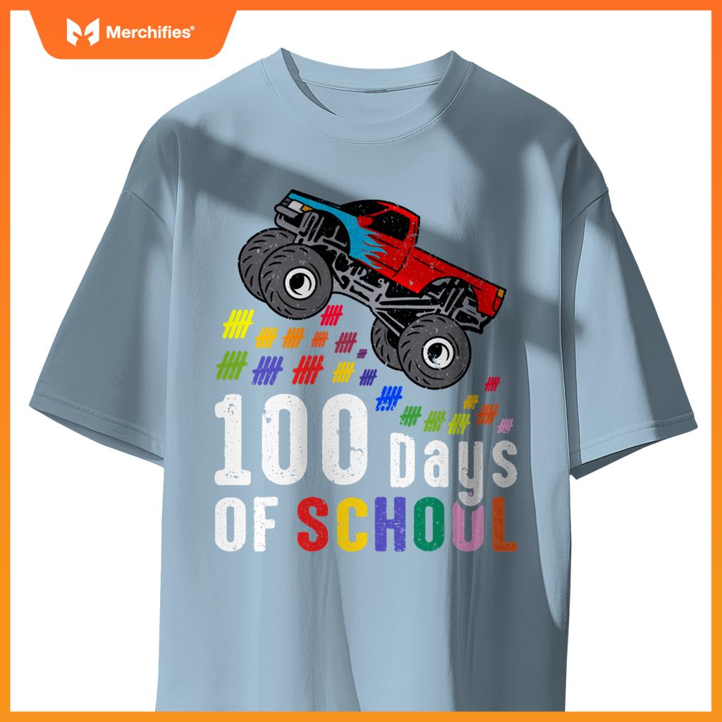 100 Days Of School Monster Truck 100Th Day Of School Boys T-Shirt