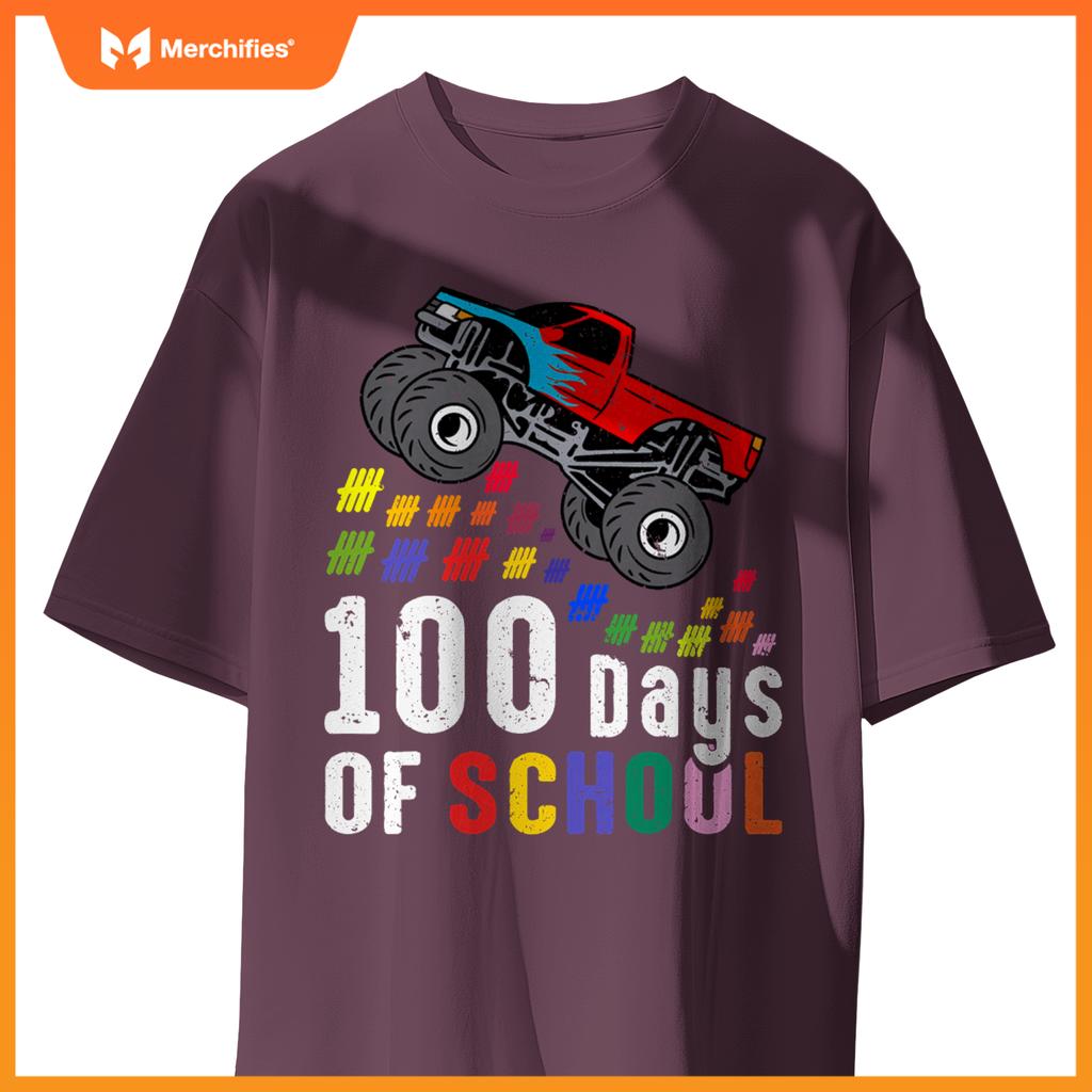 100 Days Of School Monster Truck 100Th Day Of School Boys T-Shirt