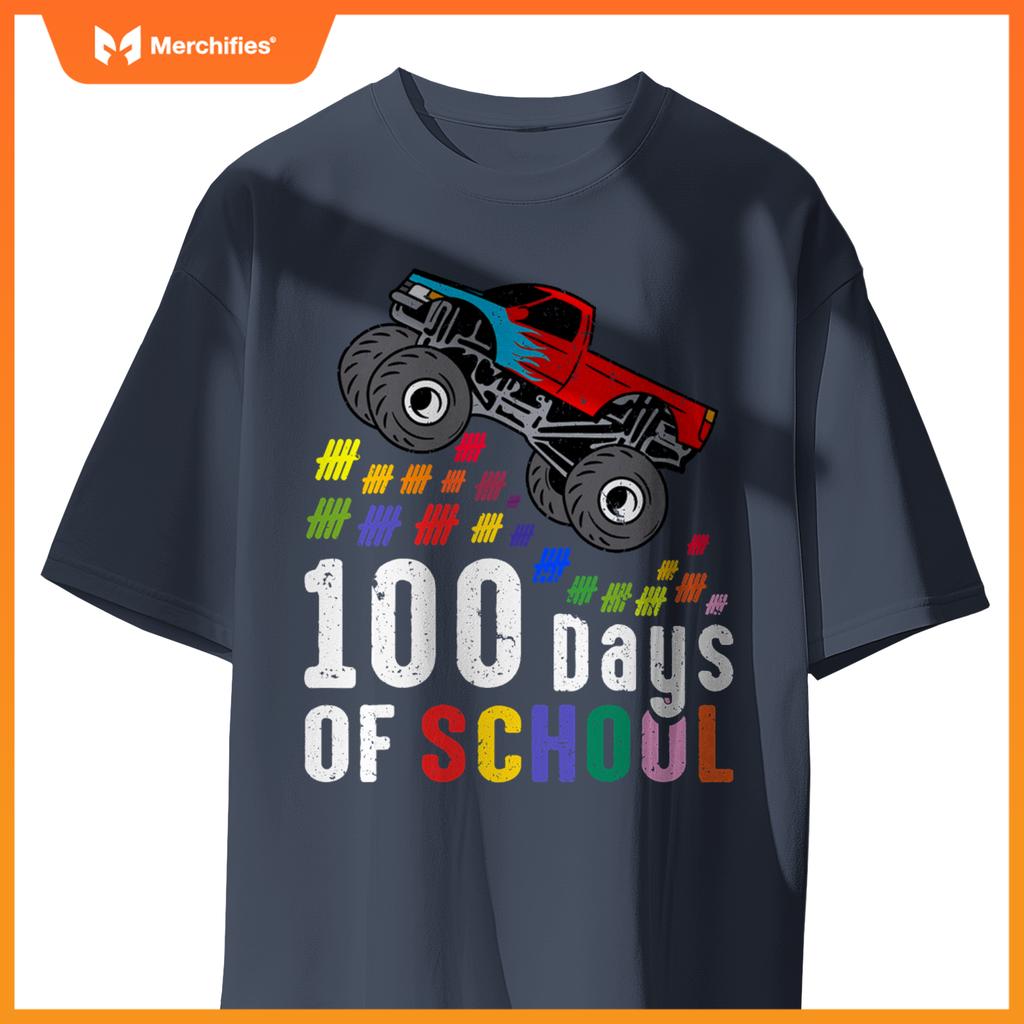 100 Days Of School Monster Truck 100Th Day Of School Boys T-Shirt