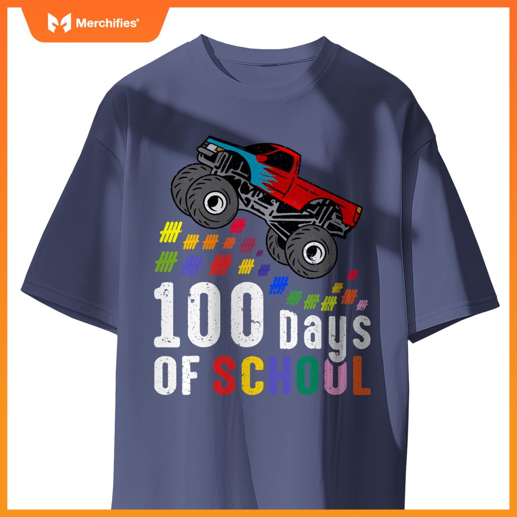 100 Days Of School Monster Truck 100Th Day Of School Boys T-Shirt