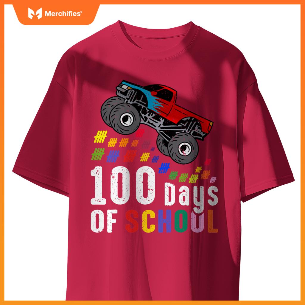 100 Days Of School Monster Truck 100Th Day Of School Boys T-Shirt