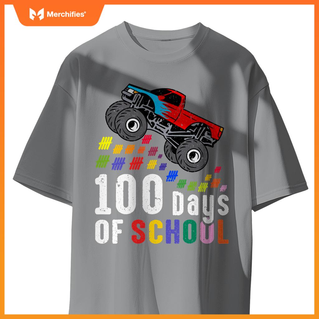 100 Days Of School Monster Truck 100Th Day Of School Boys T-Shirt