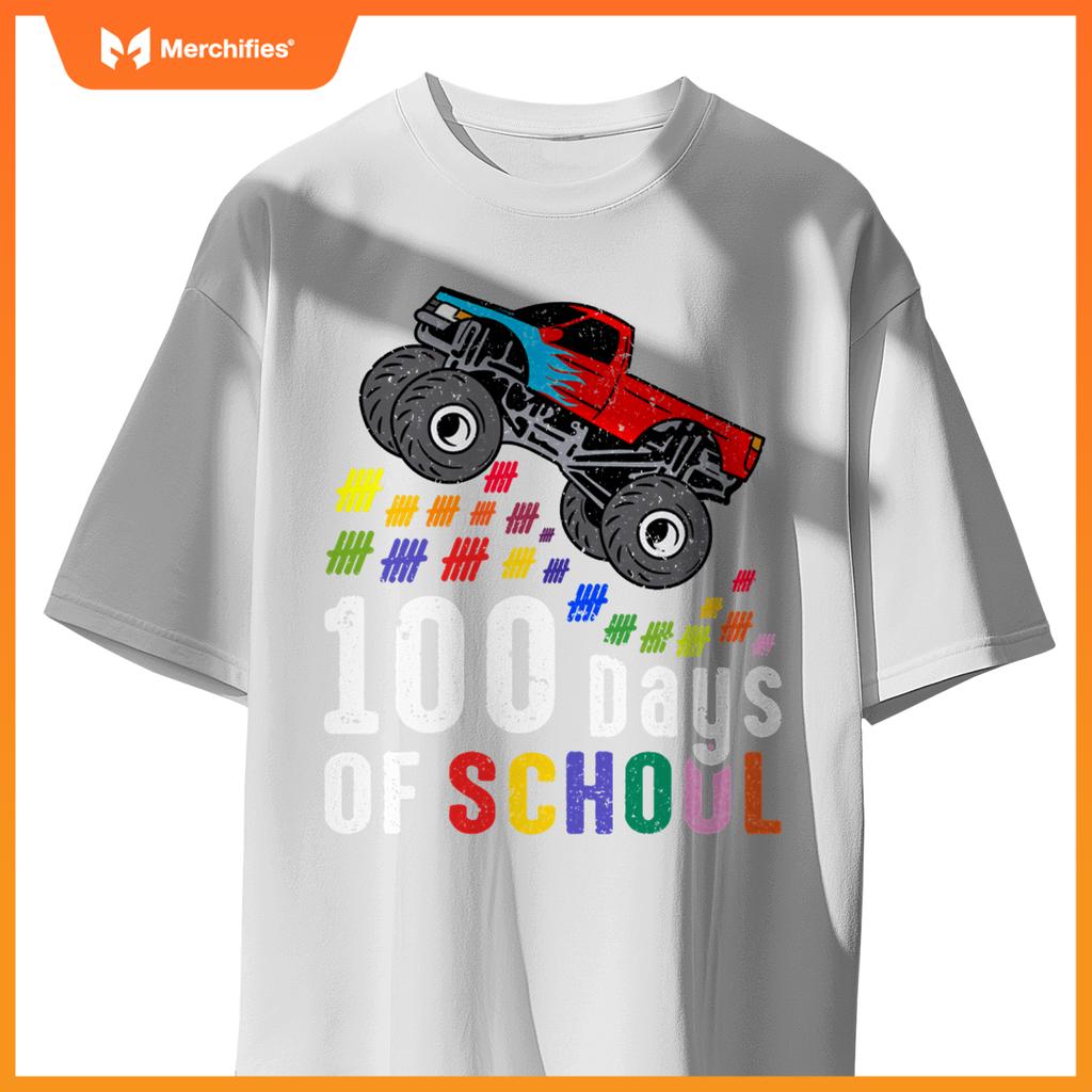 100 Days Of School Monster Truck 100Th Day Of School Boys T-Shirt