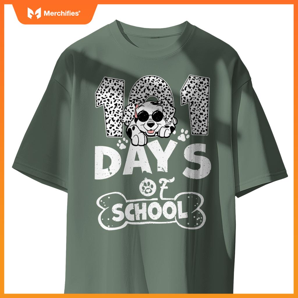 100th Day Of School Dalmatian Dog Shirt For Teachers Kids T-Shirt