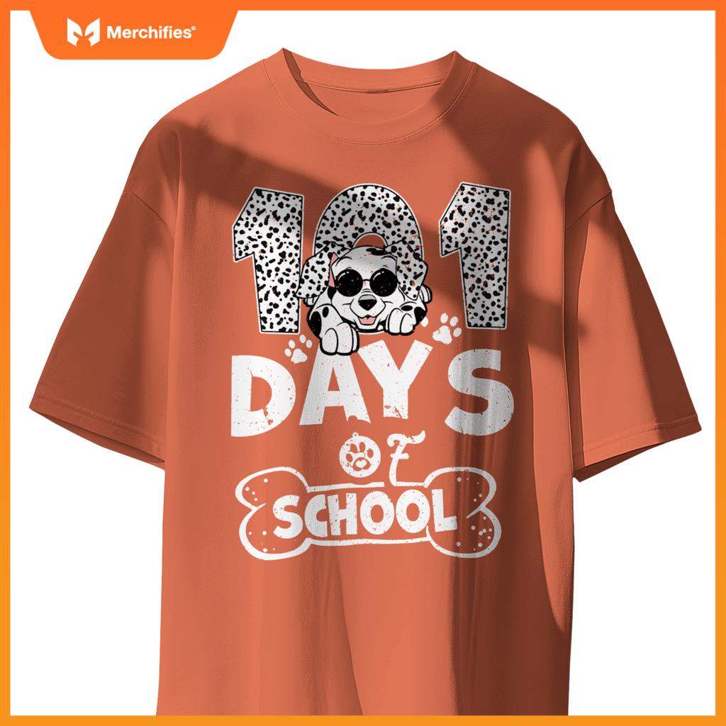 100th Day Of School Dalmatian Dog Shirt For Teachers Kids T-Shirt