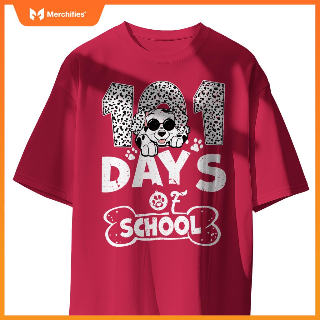 100th Day Of School Dalmatian Dog Shirt For Teachers Kids T-Shirt