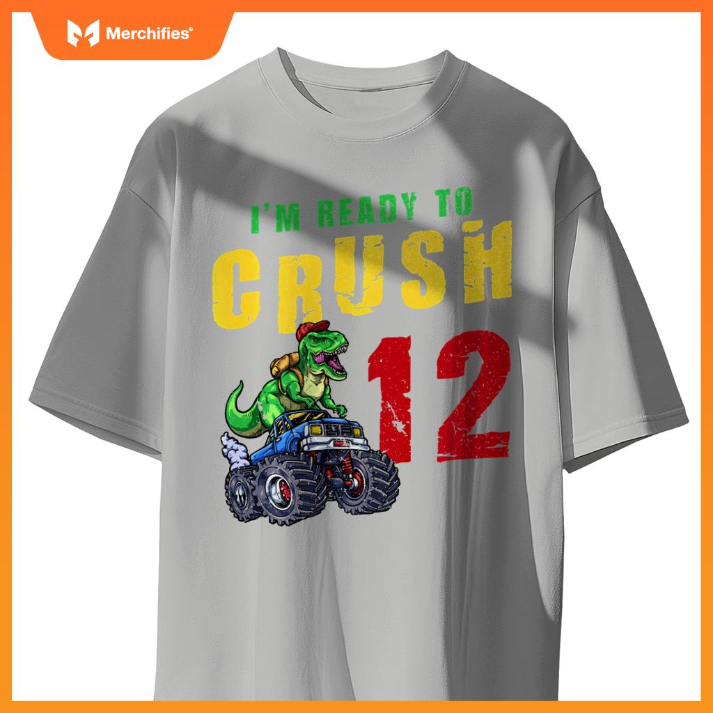 12th Birthday Dinosaur Dino Monster Truck 12 Years Old T-Shirt