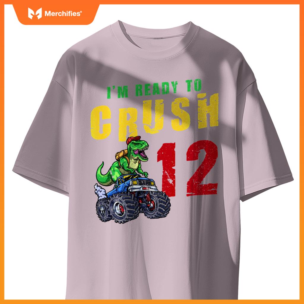 12th Birthday Dinosaur Dino Monster Truck 12 Years Old T-Shirt