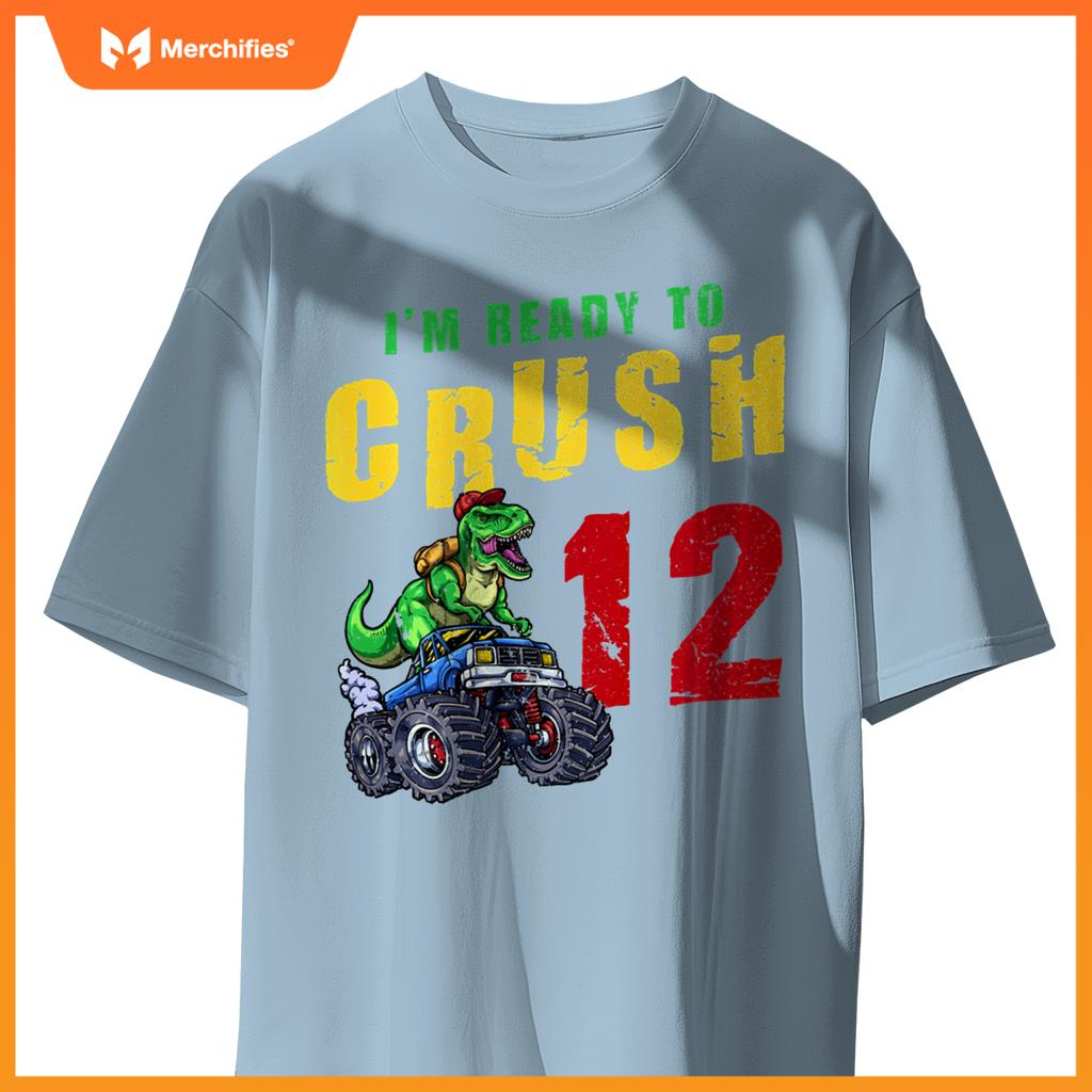 12th Birthday Dinosaur Dino Monster Truck 12 Years Old T-Shirt