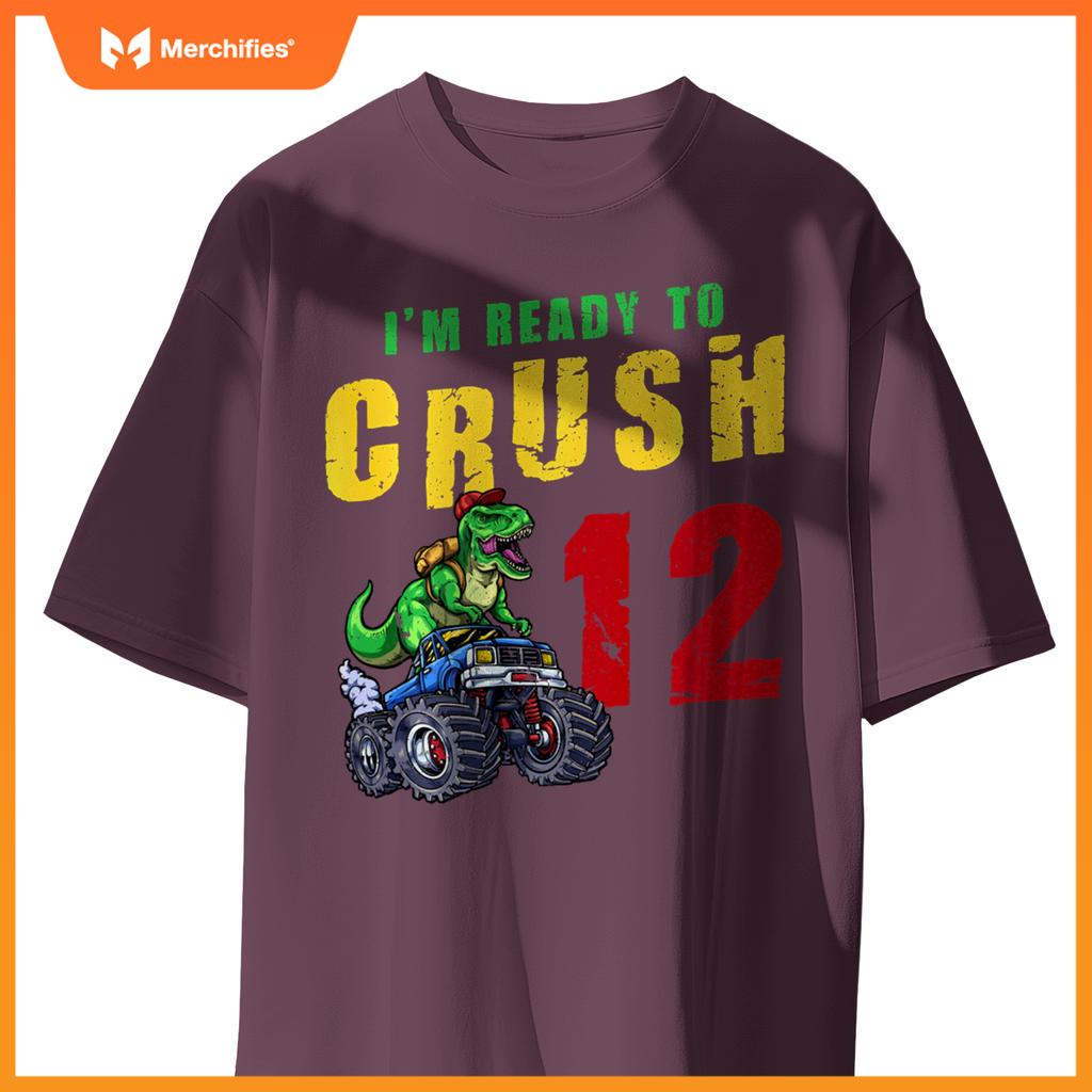 12th Birthday Dinosaur Dino Monster Truck 12 Years Old T-Shirt