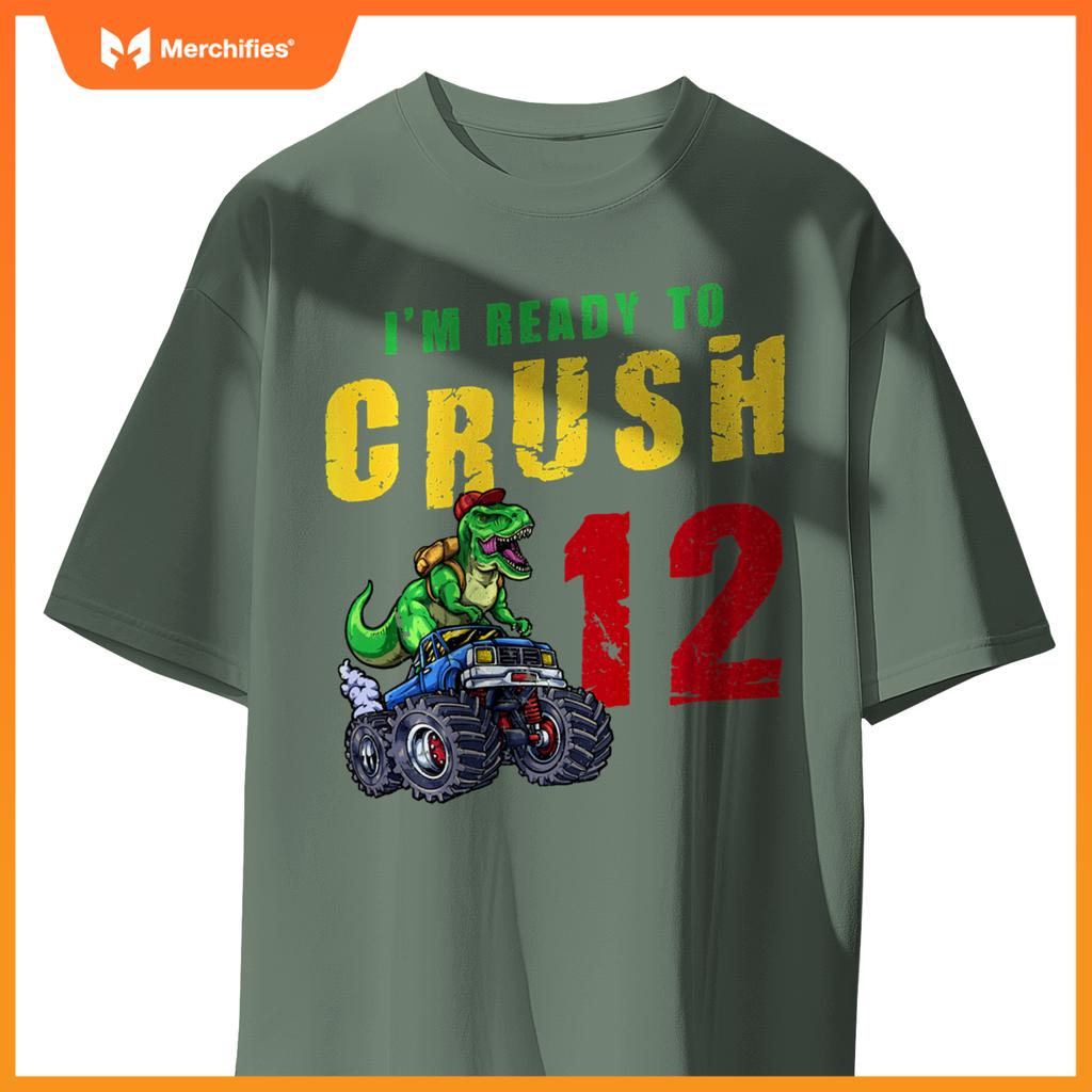 12th Birthday Dinosaur Dino Monster Truck 12 Years Old T-Shirt