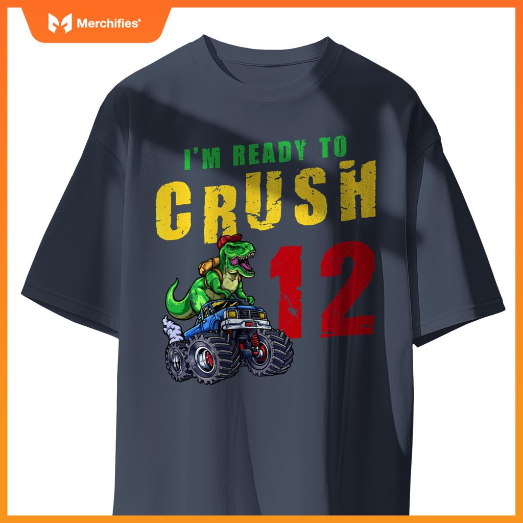 12th Birthday Dinosaur Dino Monster Truck 12 Years Old T-Shirt