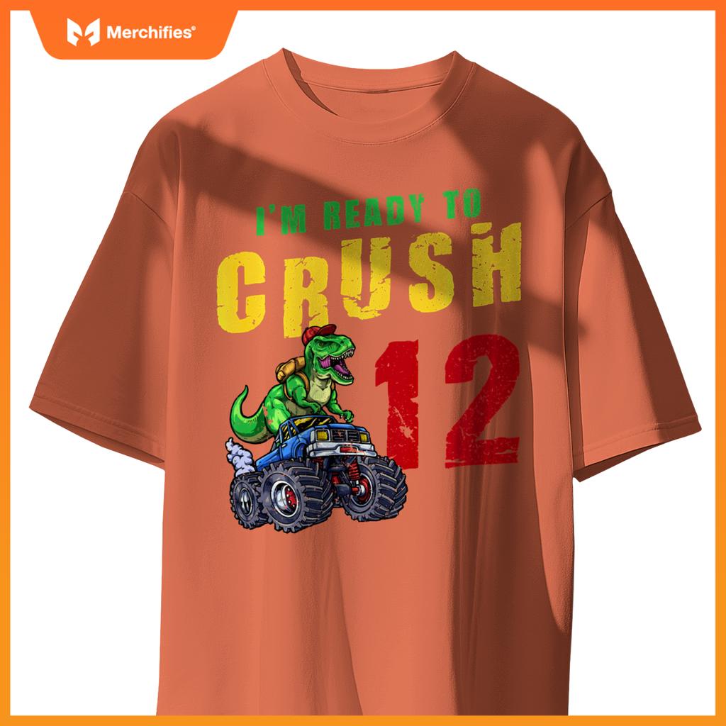 12th Birthday Dinosaur Dino Monster Truck 12 Years Old T-Shirt