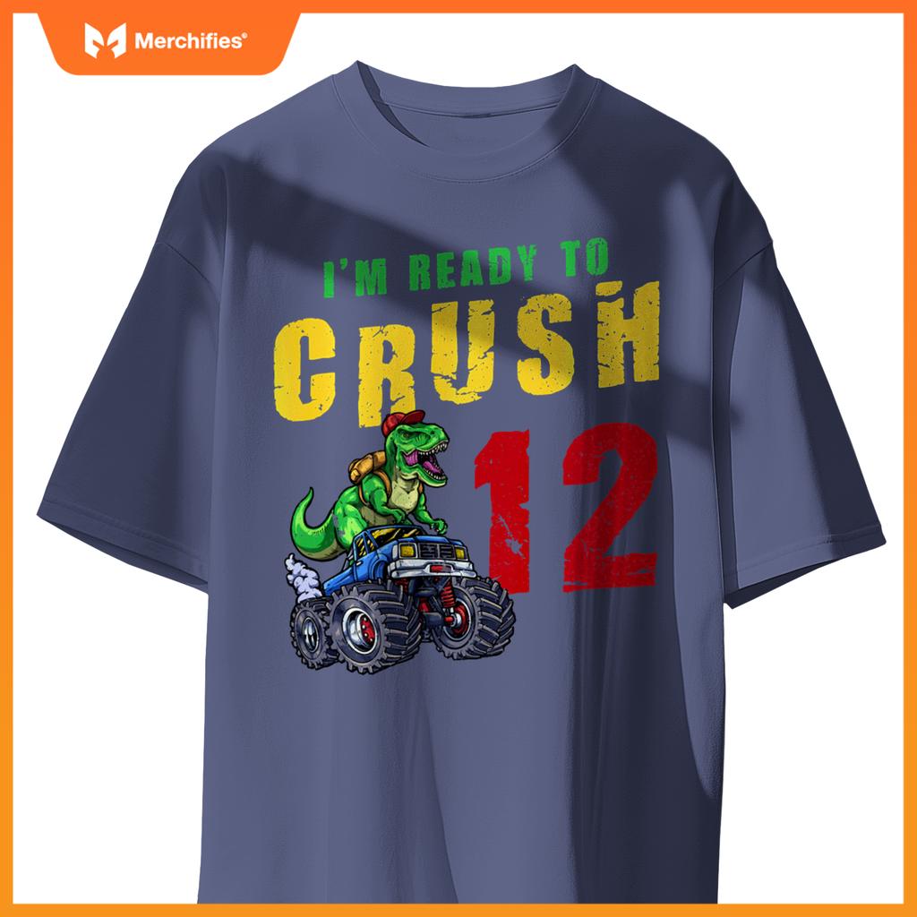12th Birthday Dinosaur Dino Monster Truck 12 Years Old T-Shirt
