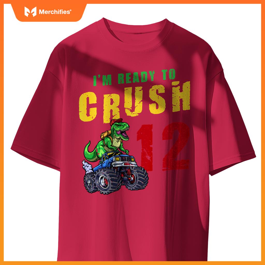 12th Birthday Dinosaur Dino Monster Truck 12 Years Old T-Shirt