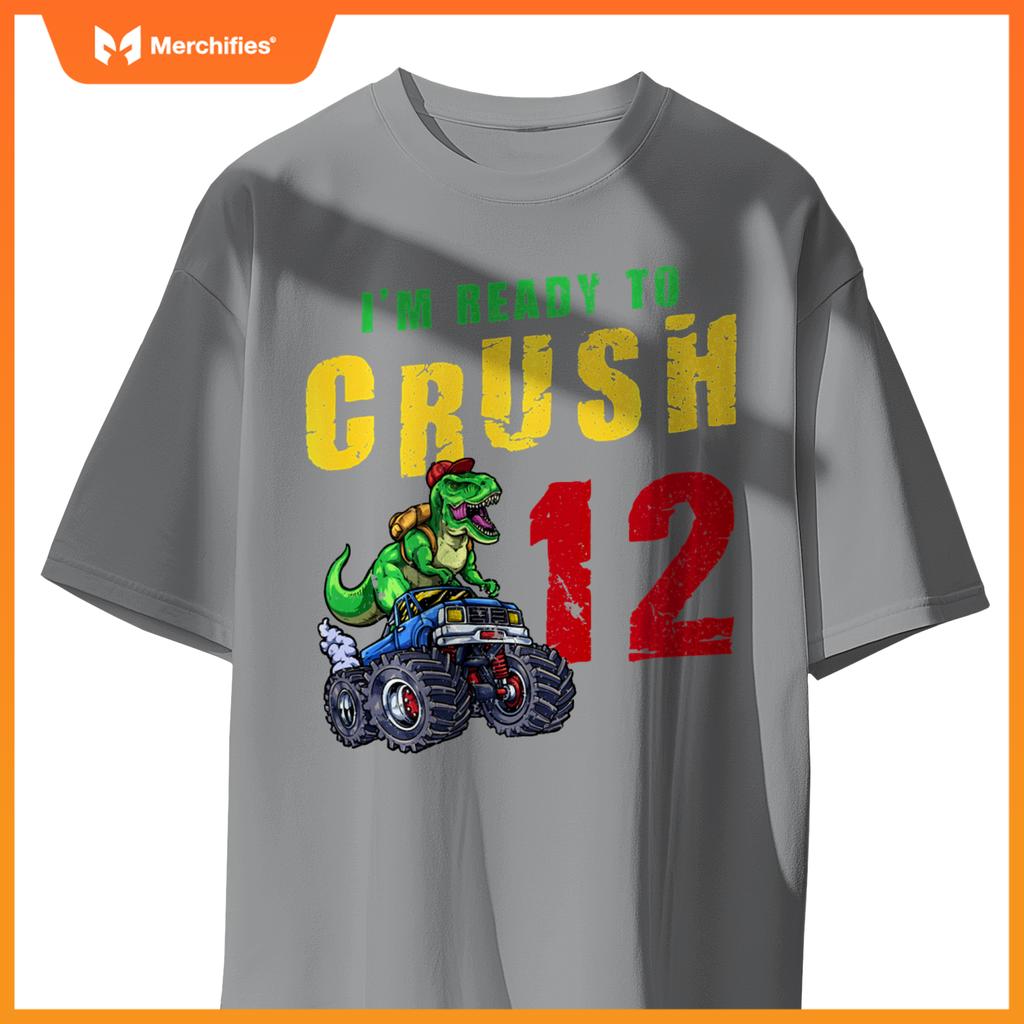 12th Birthday Dinosaur Dino Monster Truck 12 Years Old T-Shirt