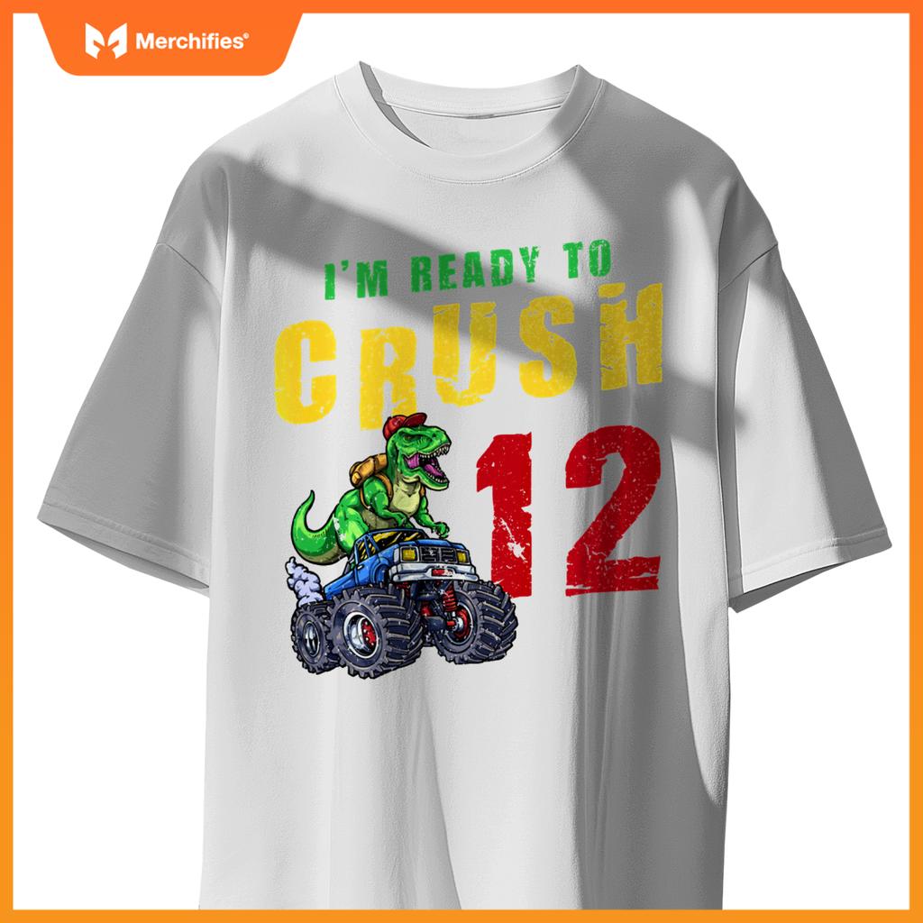 12th Birthday Dinosaur Dino Monster Truck 12 Years Old T-Shirt
