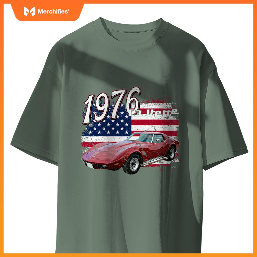 1976 76 C3 Vette Stingray Z06 Zr1 Red Supercar Sports Car T-Shirt
