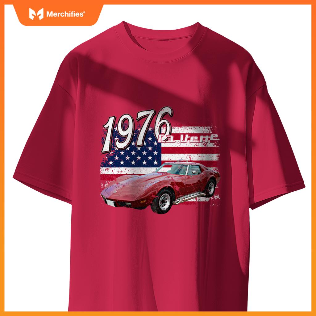 1976 76 C3 Vette Stingray Z06 Zr1 Red Supercar Sports Car T-Shirt