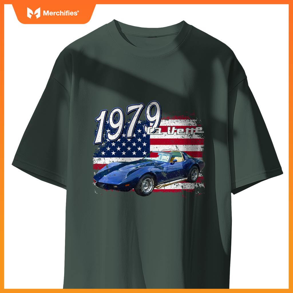1979 79 C3 Vette Stingray Z06 Zr1 Blue Supercar Sports Car T-Shirt